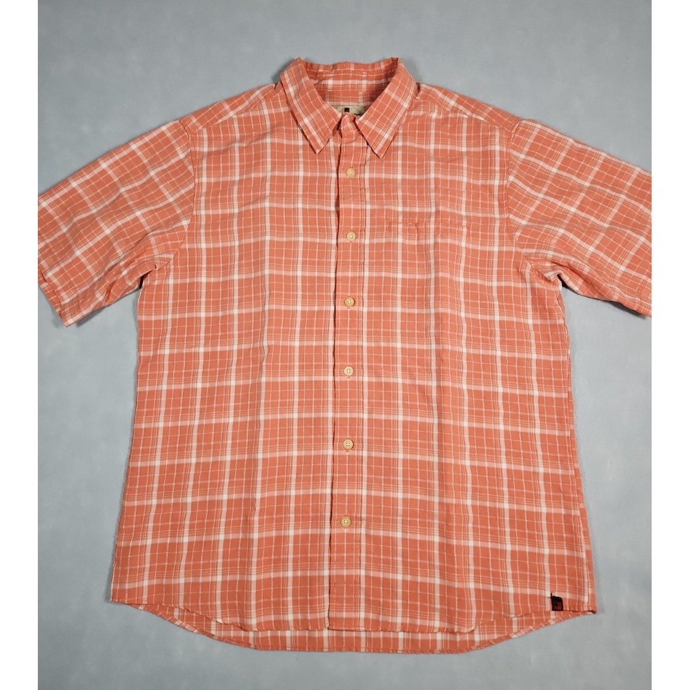 Woolrich Mens Salmon Pink Plaid Button Up Shirt Size Large